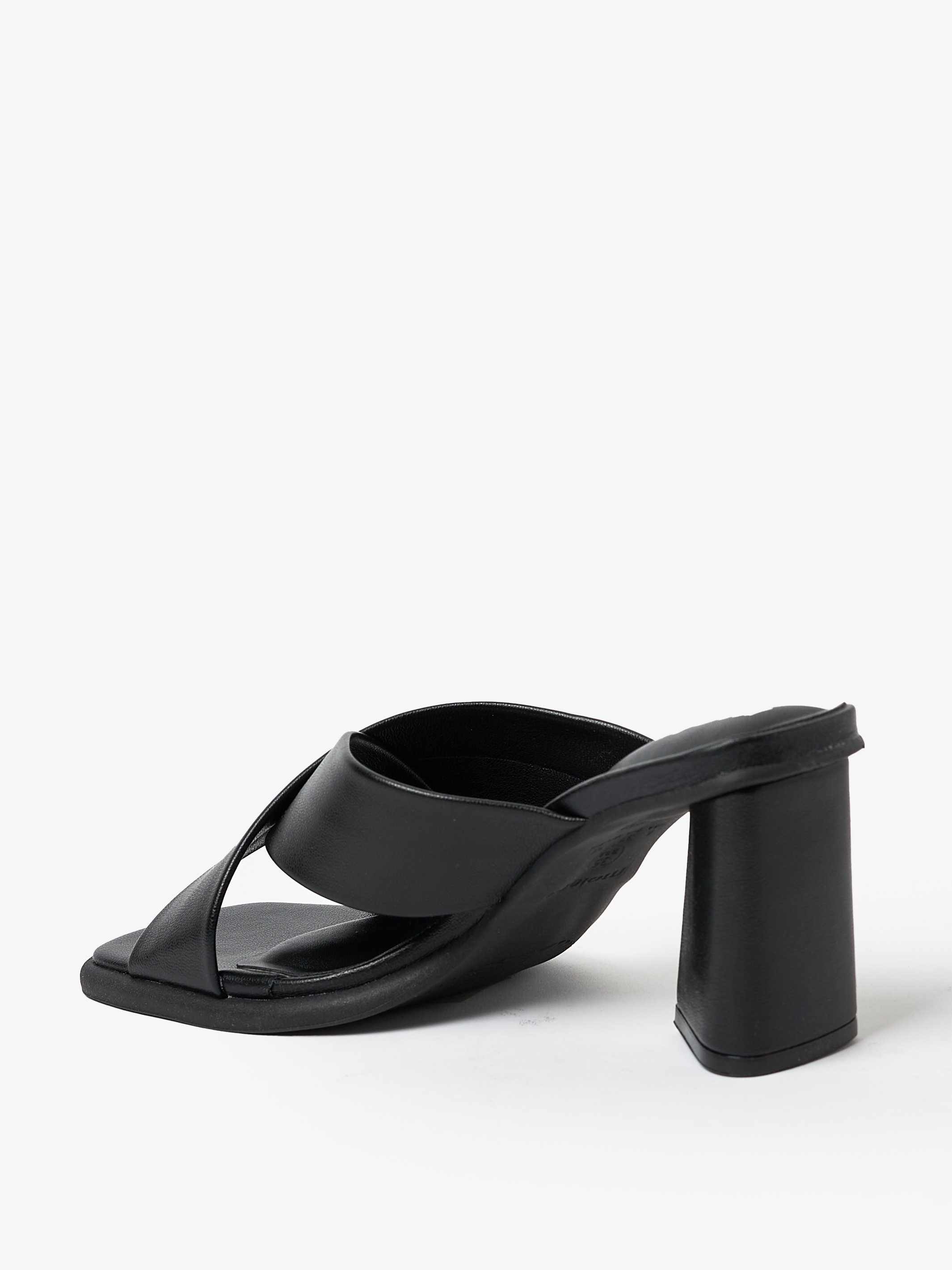 Black Cross Strap High Heel Sandals