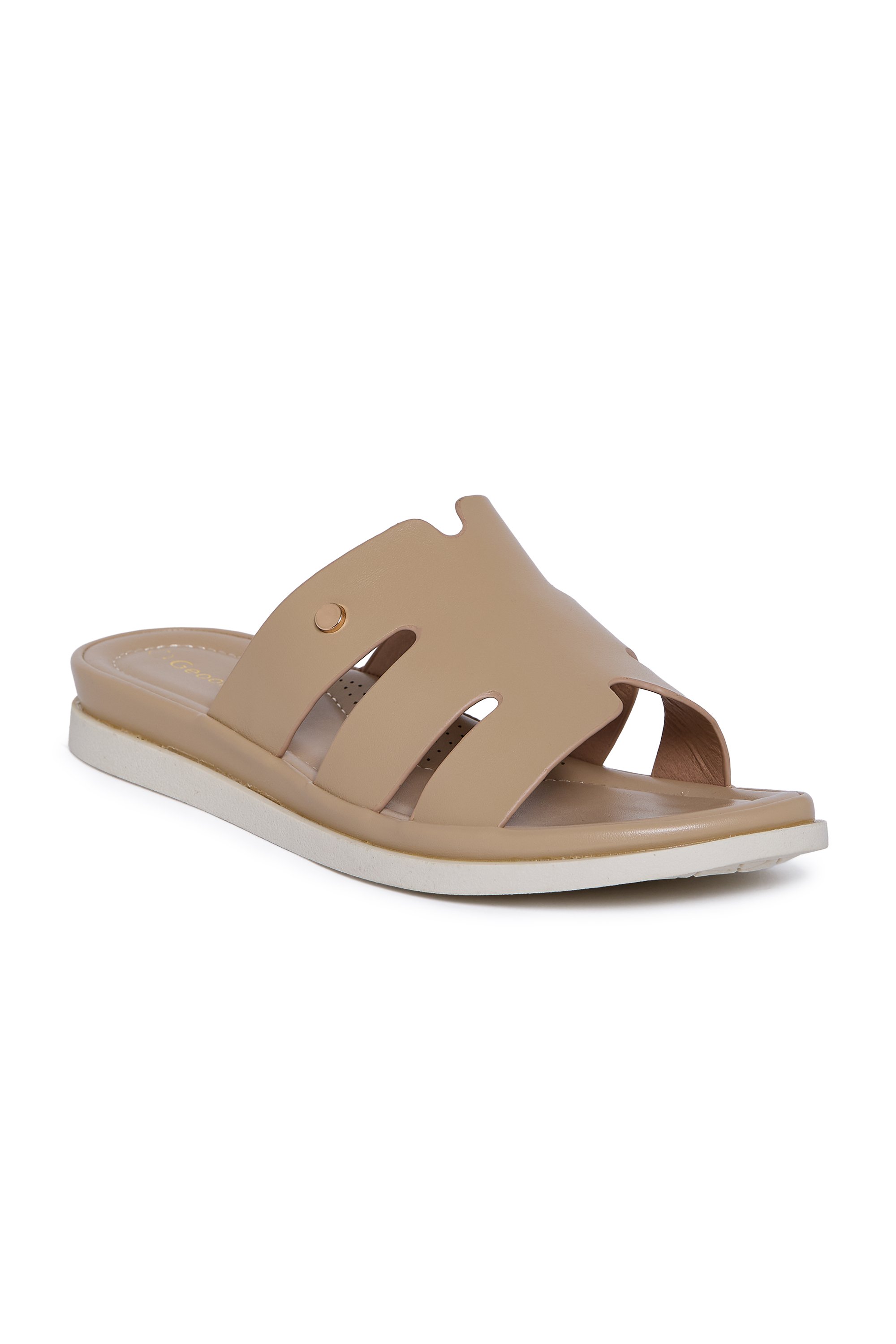 Beige Comfort Flat Slide Sandals