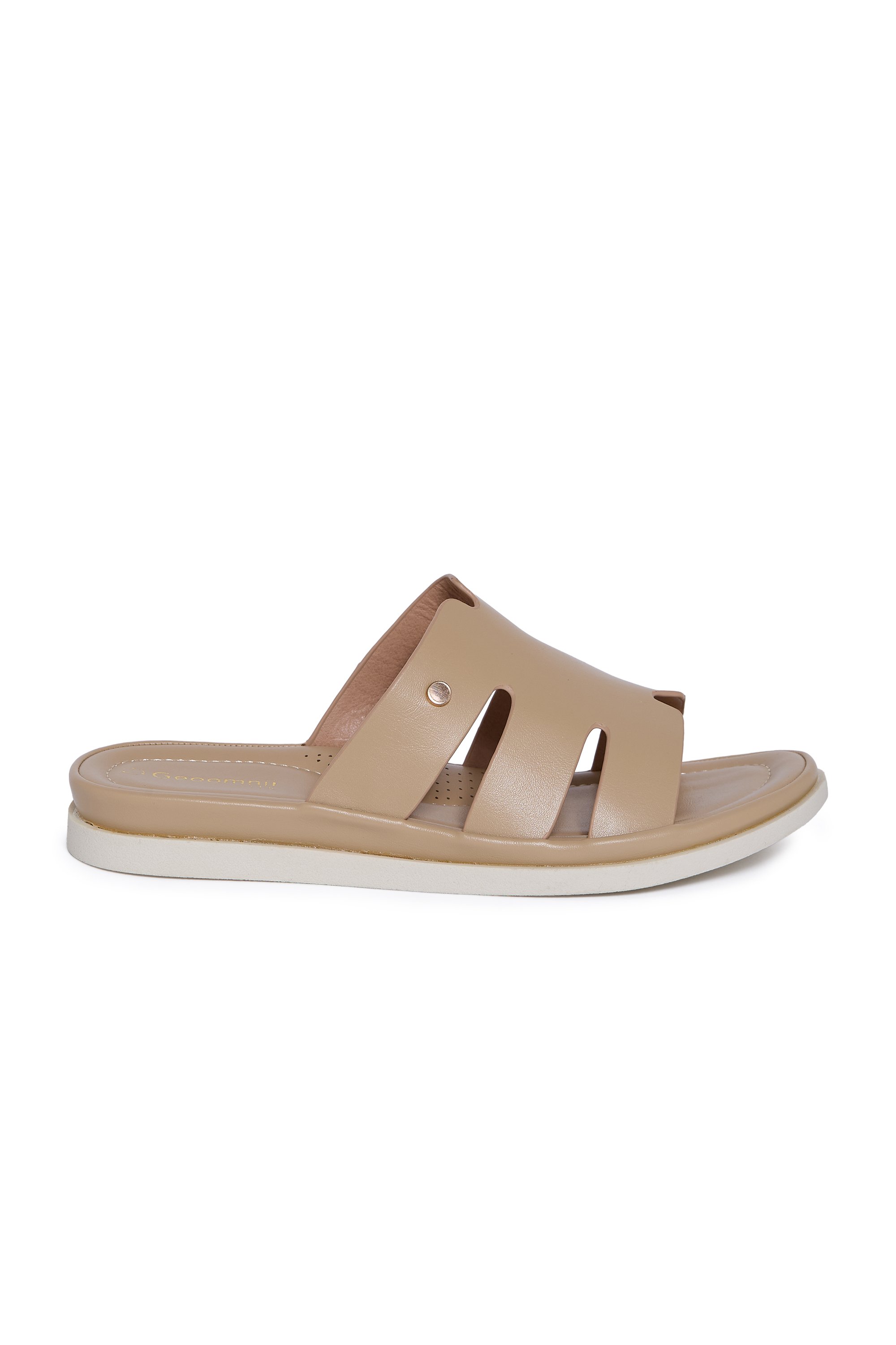 Beige Comfort Flat Slide Sandals
