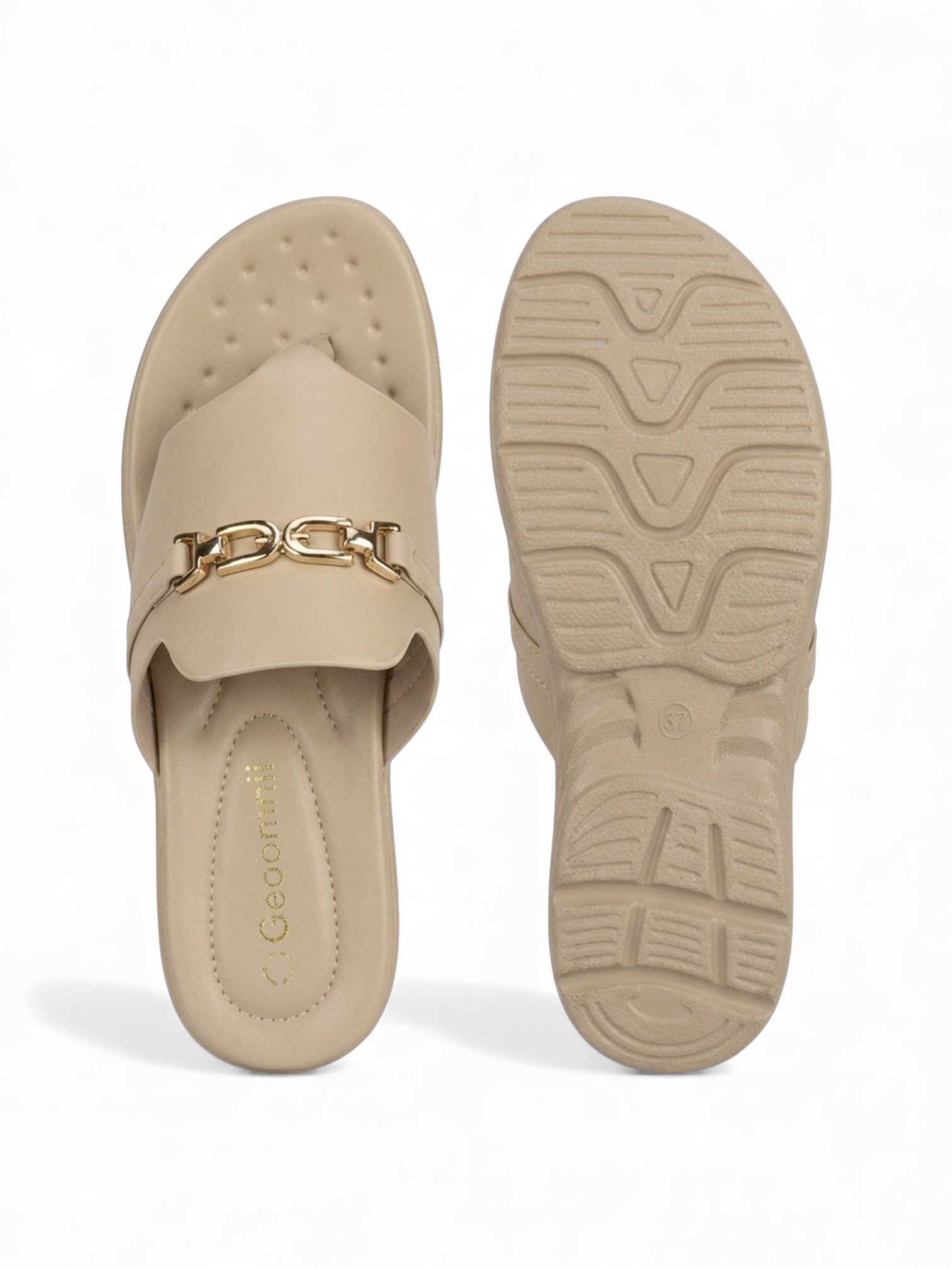 Beige Comfort Flat Sandals