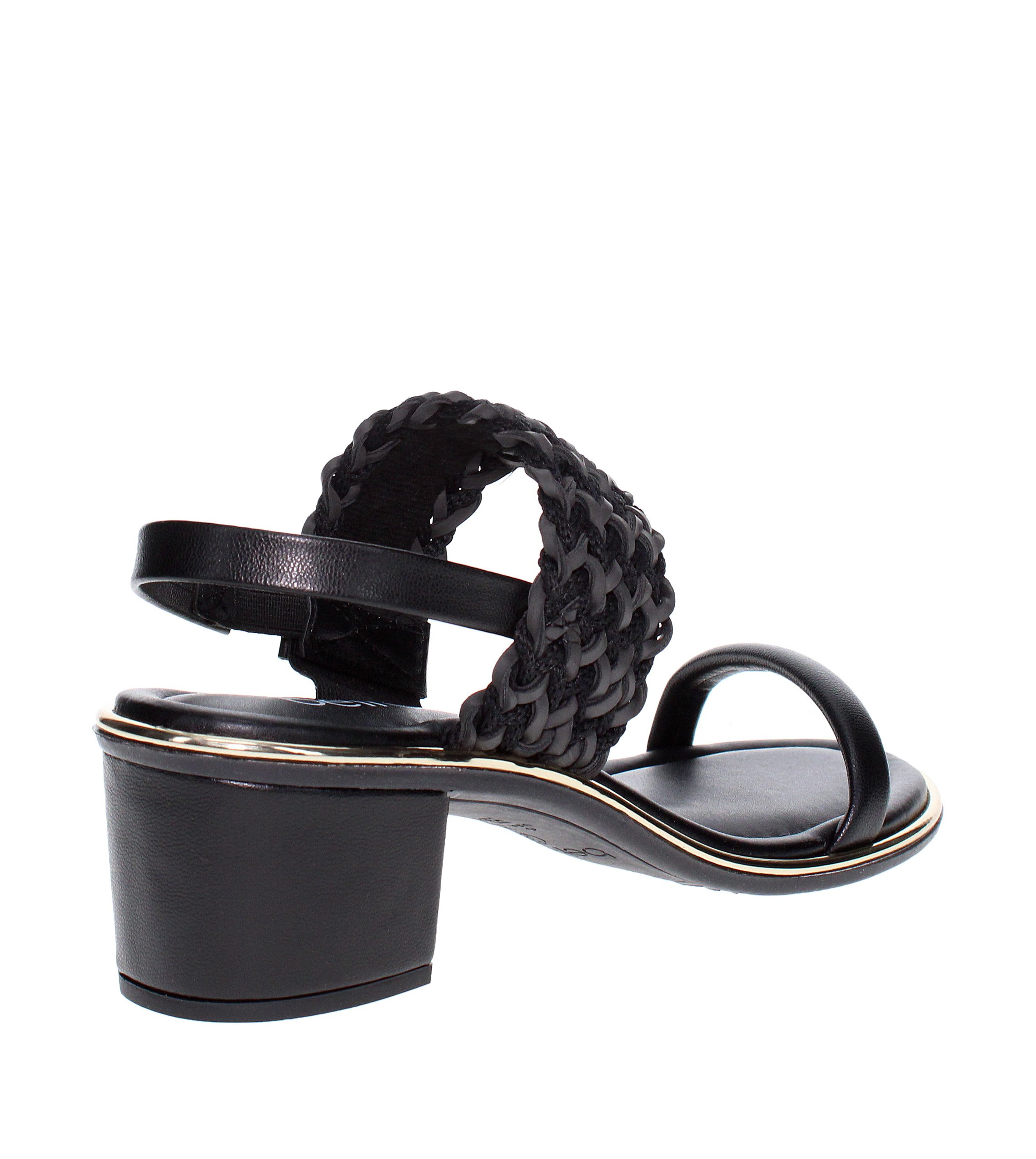 Black Slingback Mid Heel Sandals