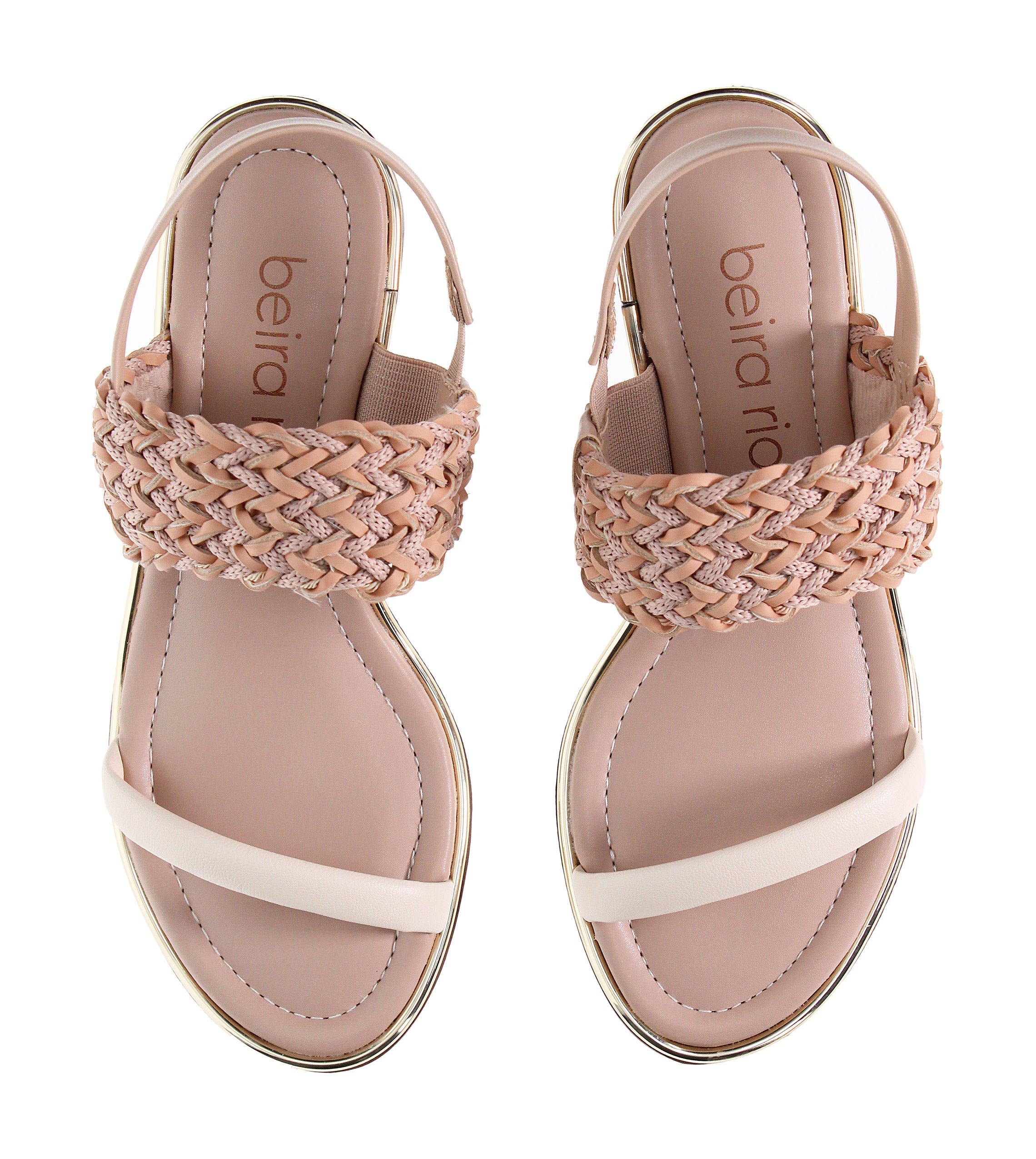 Nude Braided Strap Block Heel Sandals