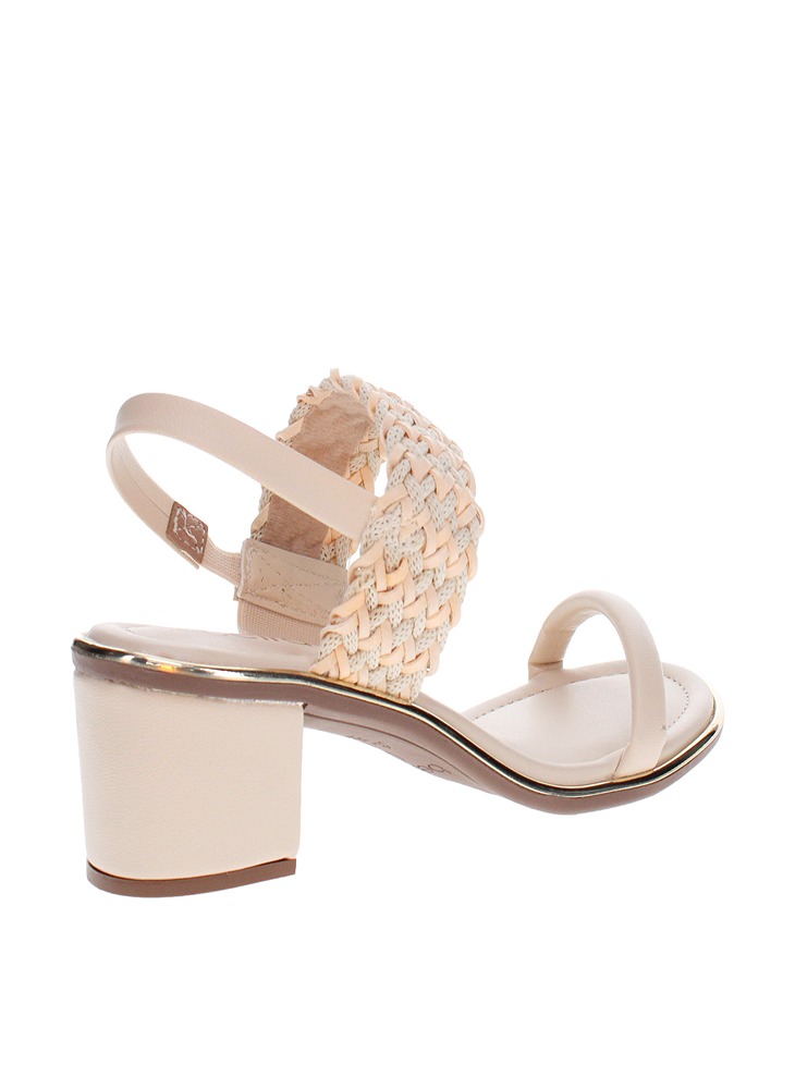 Cream Low Heel Sandals Block Heels