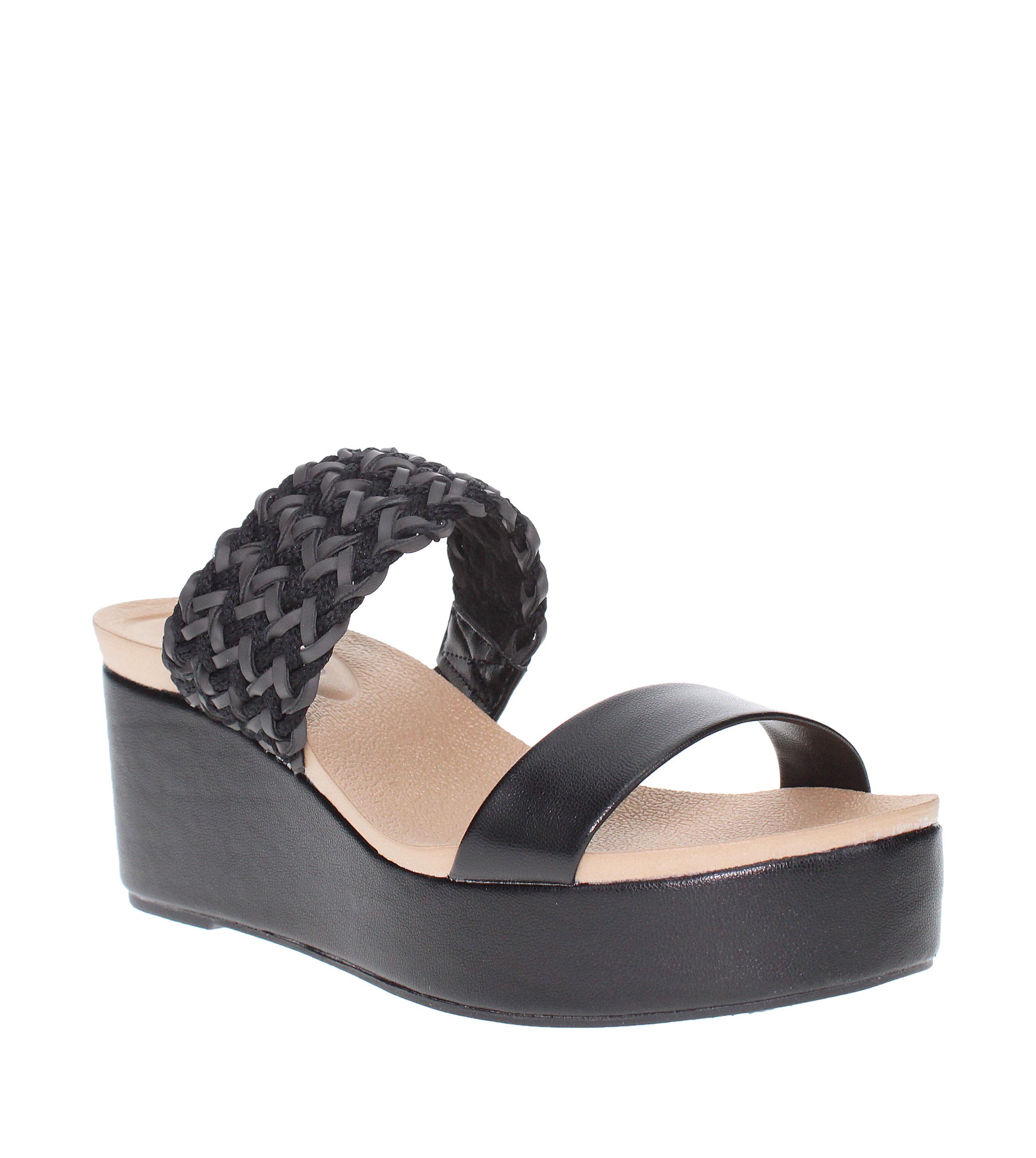 Black Braided Wedge Sandals