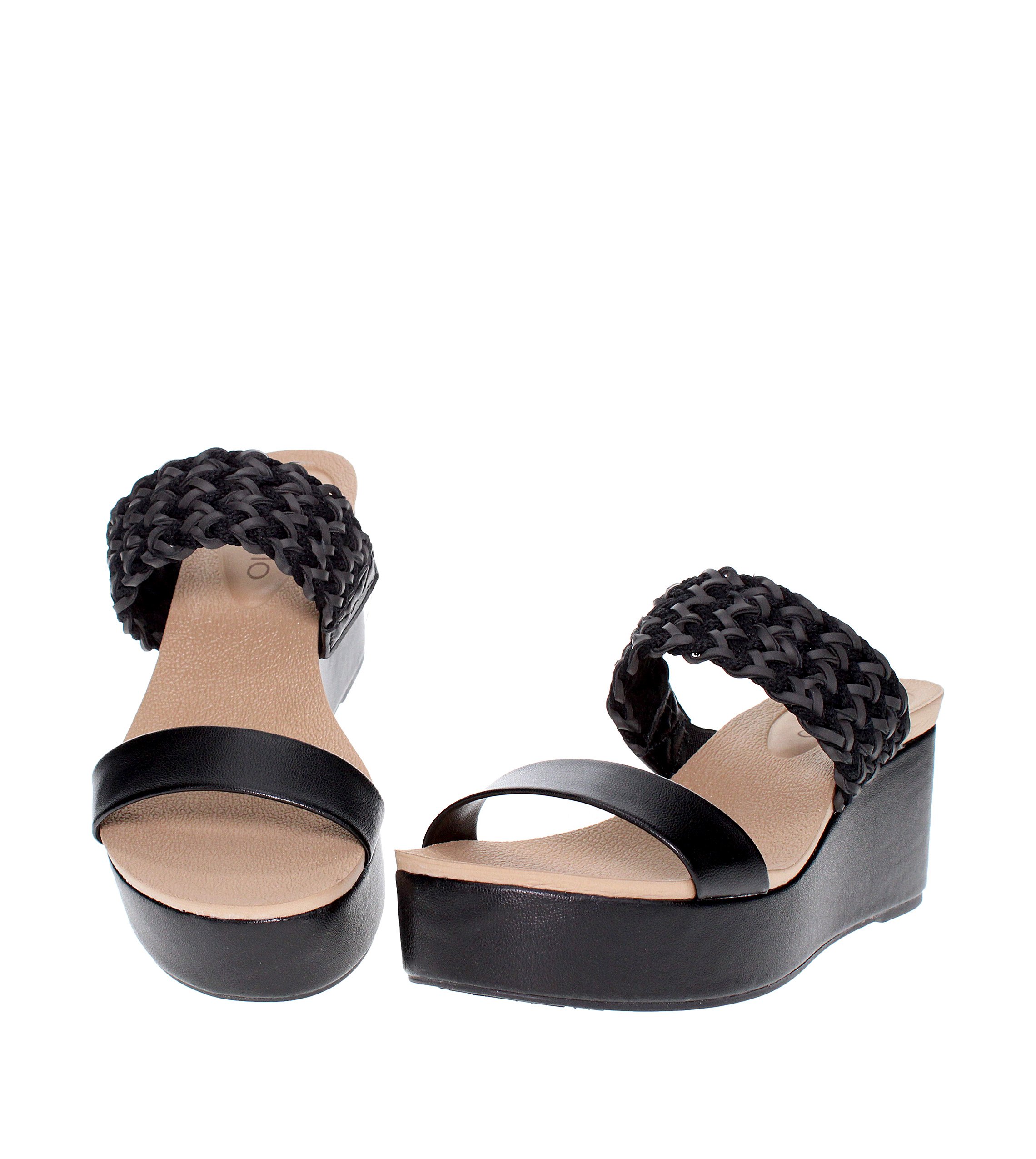 Black Braided Wedge Sandals