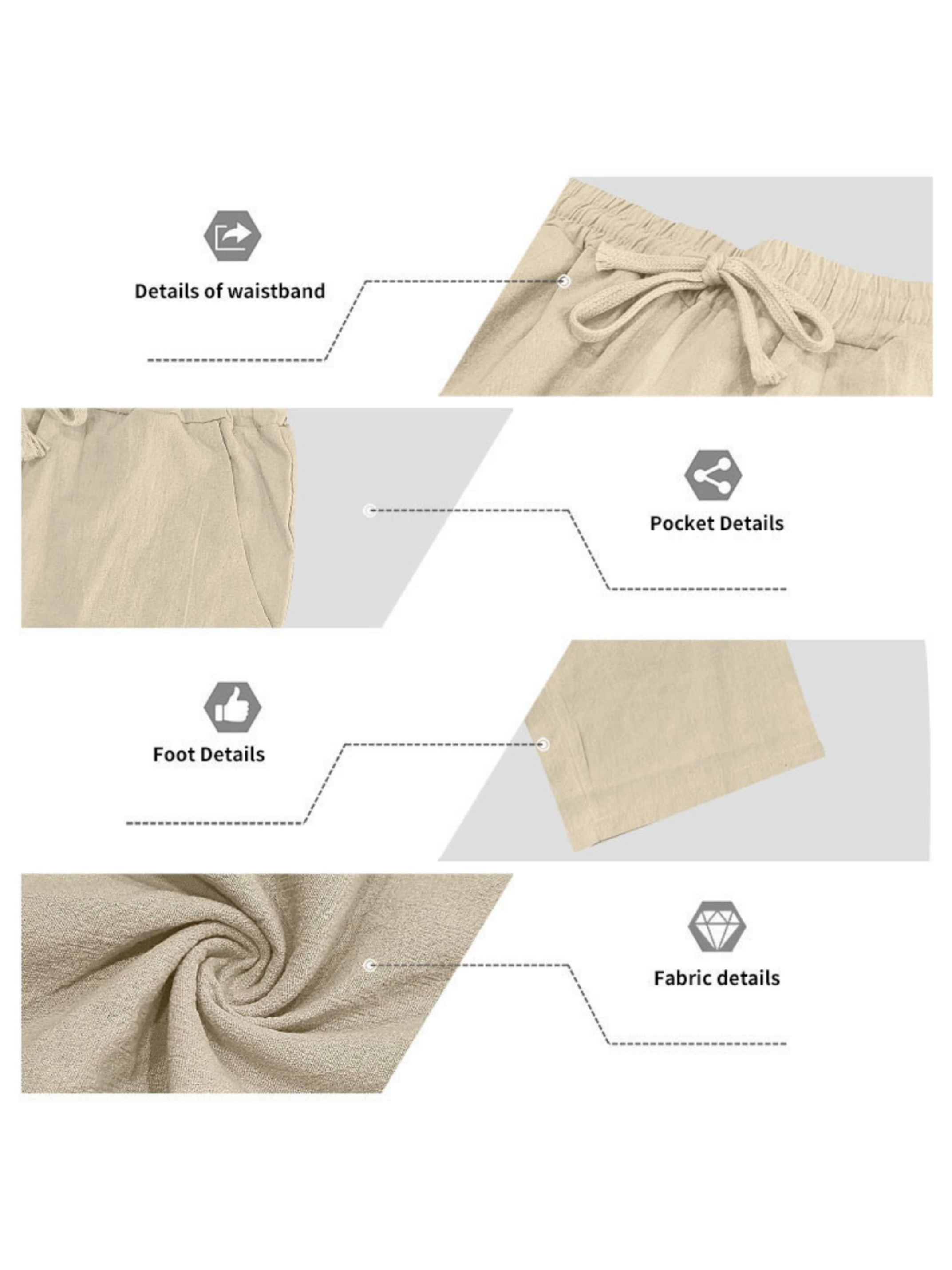 Men Beige Linen Hooded Shirt and Trousers Set
