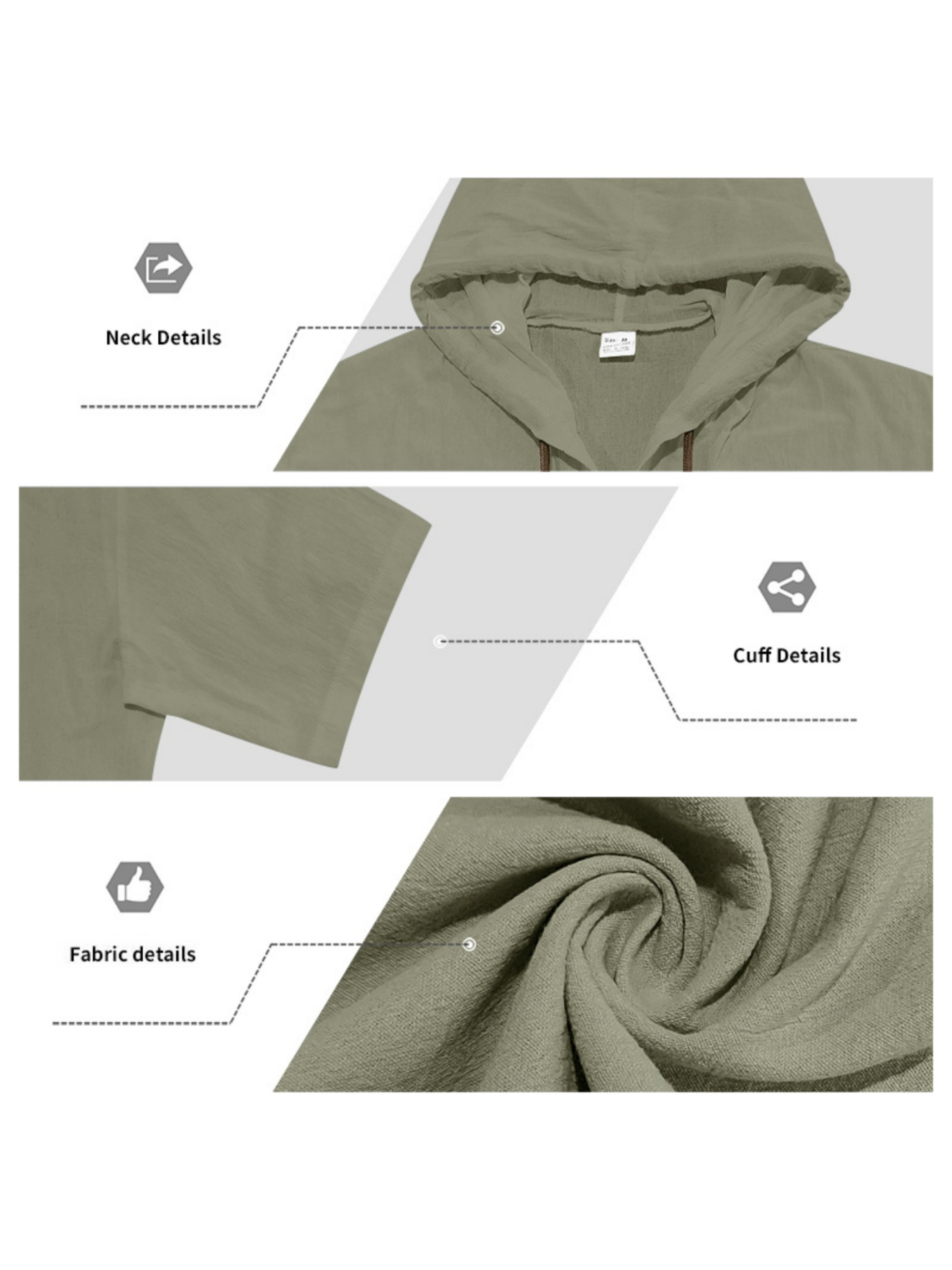 Men Green Linen Hooded Shirt and Trousers Set