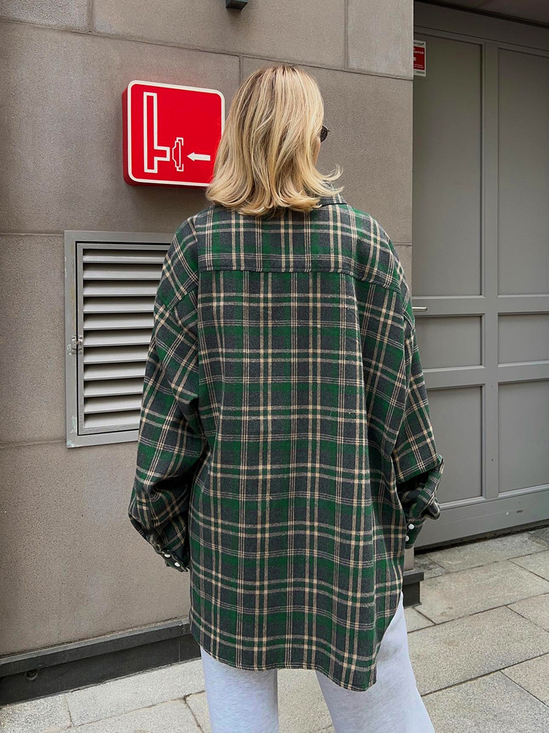 Emerald Green Plaid Long Sleeve Shacket