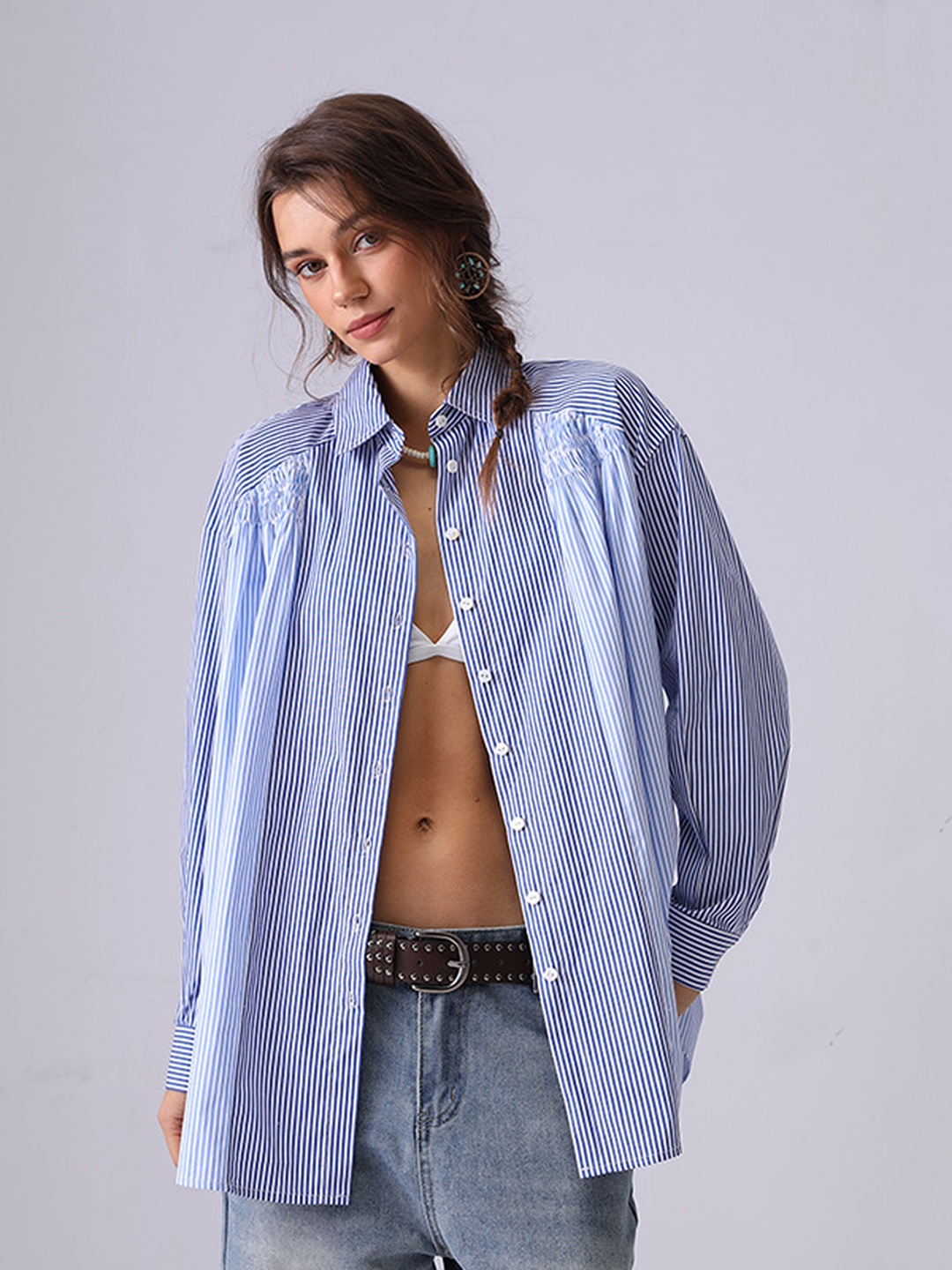 Striped Cotton Button-Up Shirt