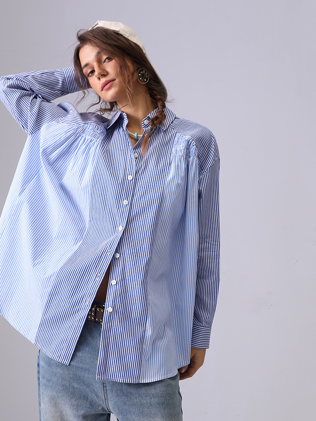 Striped Cotton Button-Up Shirt