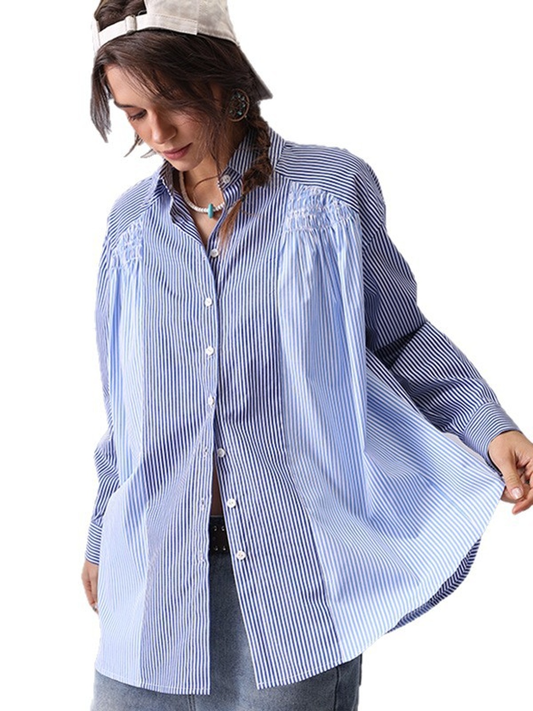 Striped Cotton Button-Up Shirt