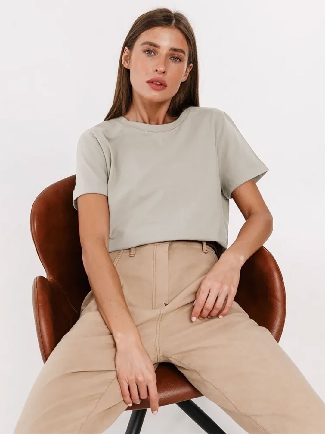 Grey Crew Neck Short Sleeve T-Shirt