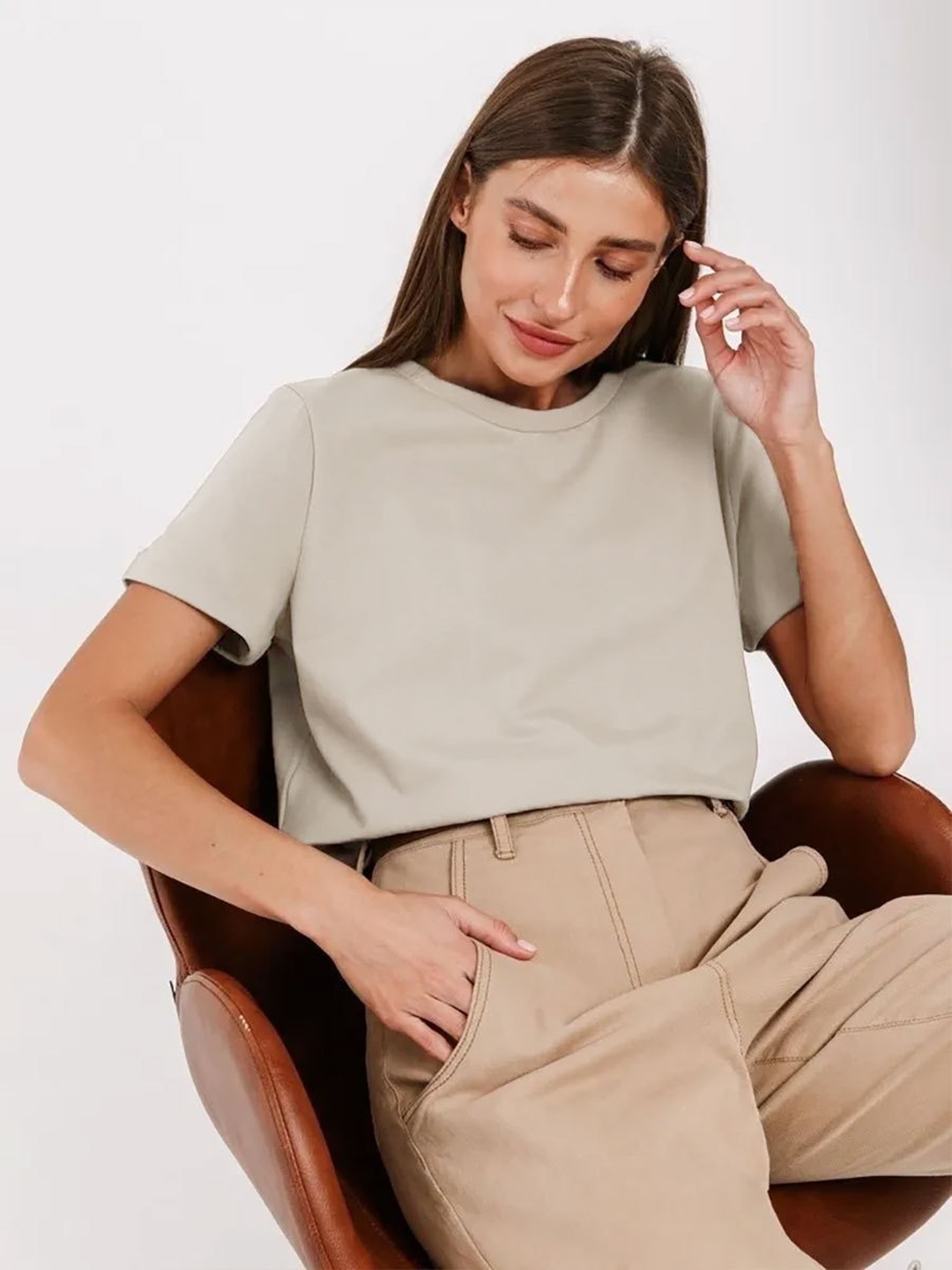 Grey Crew Neck Short Sleeve T-Shirt