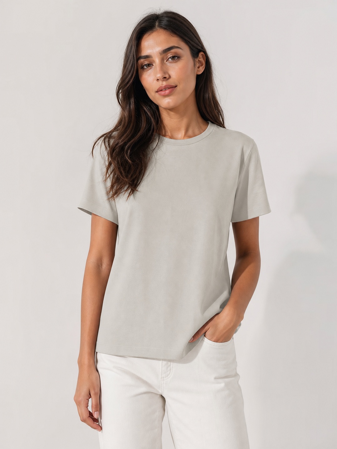Grey Crew Neck Short Sleeve T-Shirt