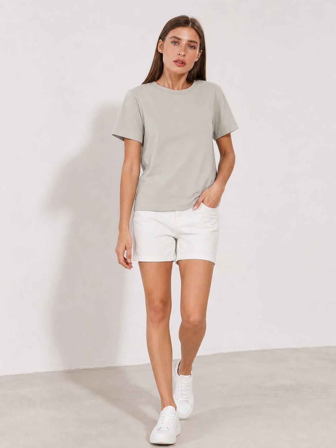 Grey Crew Neck Short Sleeve T-Shirt