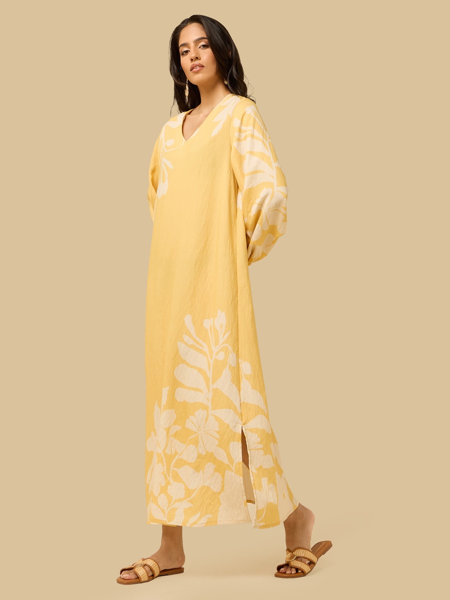 Floral Print V-Neck Maxi Dress
