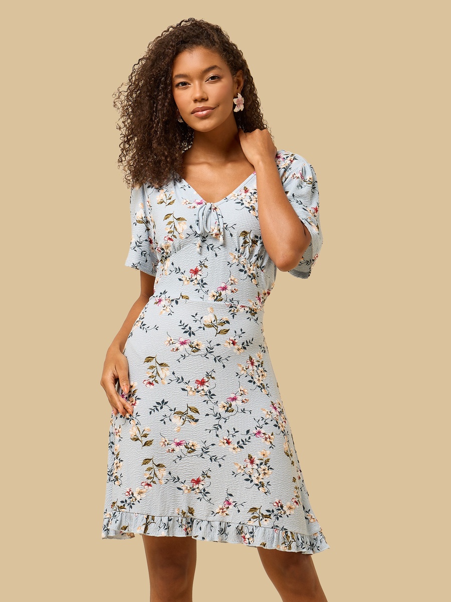 Floral Print V-Neck Dress