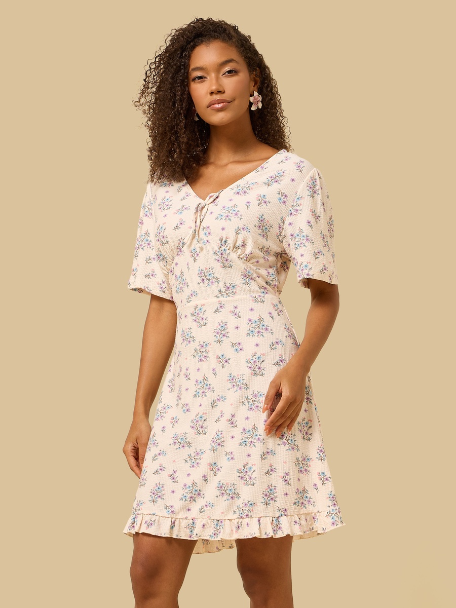 Floral Print V-Neck Dress