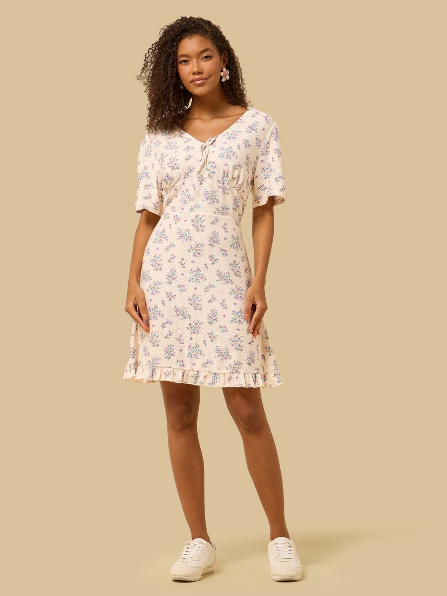 Floral Print V-Neck Dress