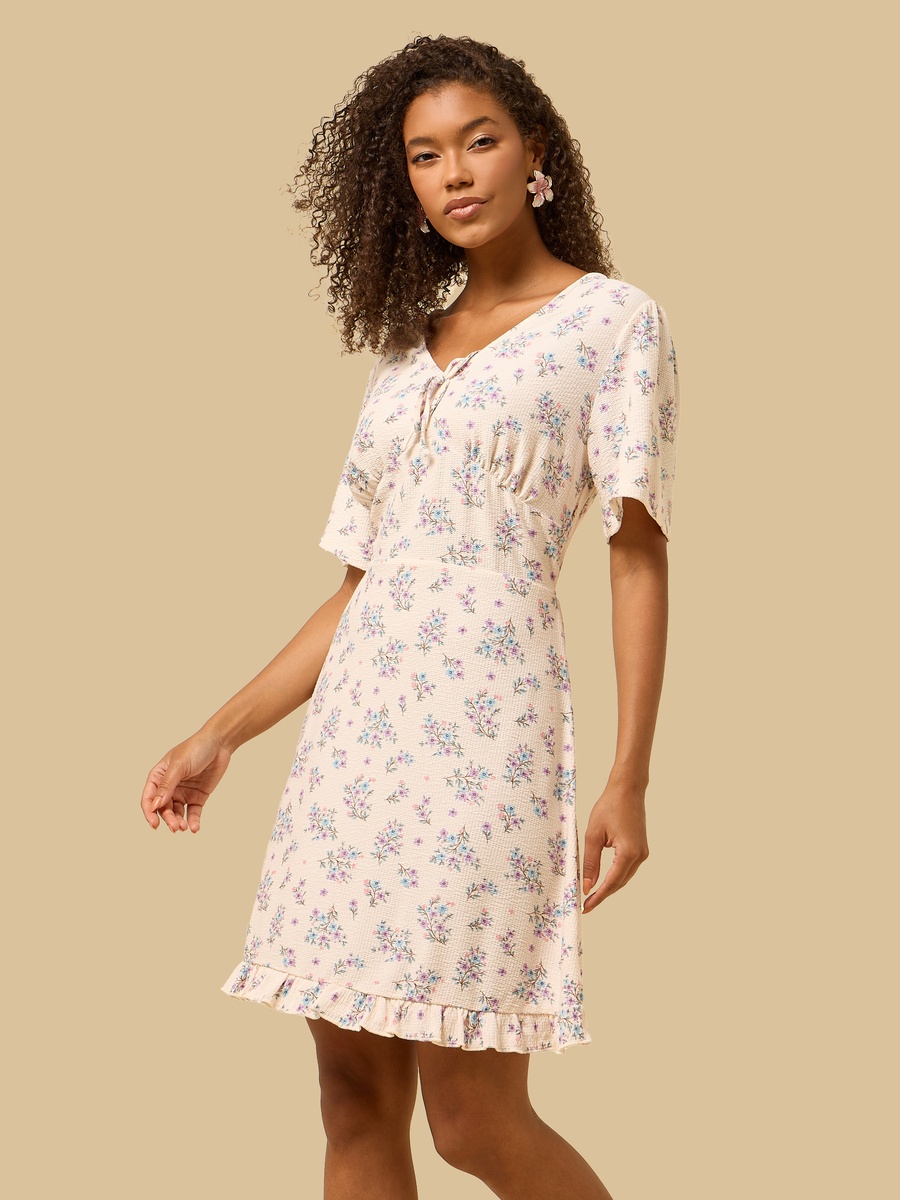 Floral Print V-Neck Dress