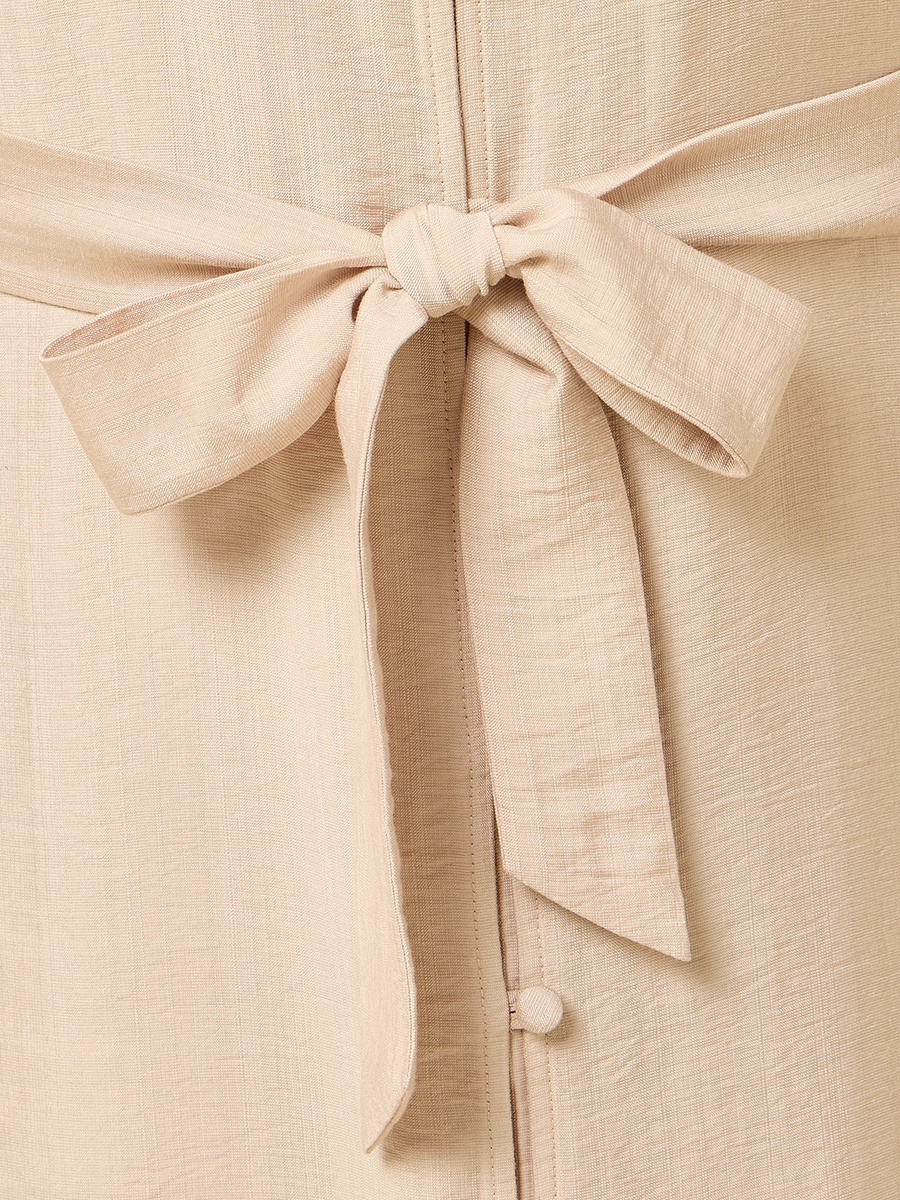 Belted V-Neck Midi Shirt Dress