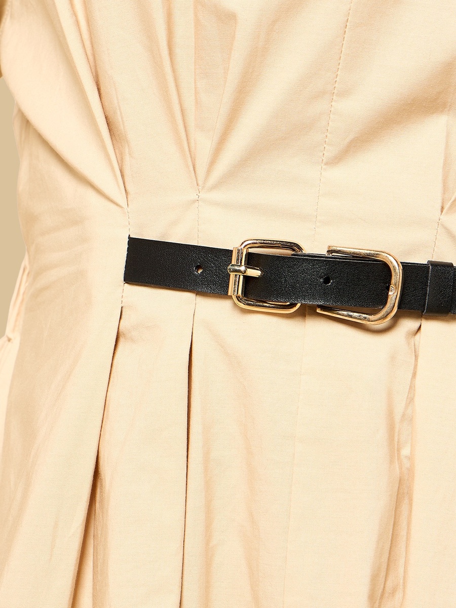 Poplin Midi Dress with Belt