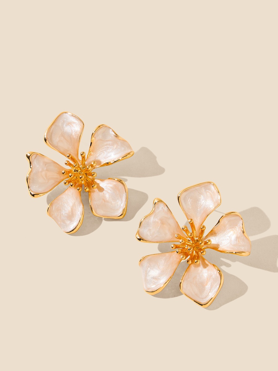 Floral Stud Earrings with Pushback Closure