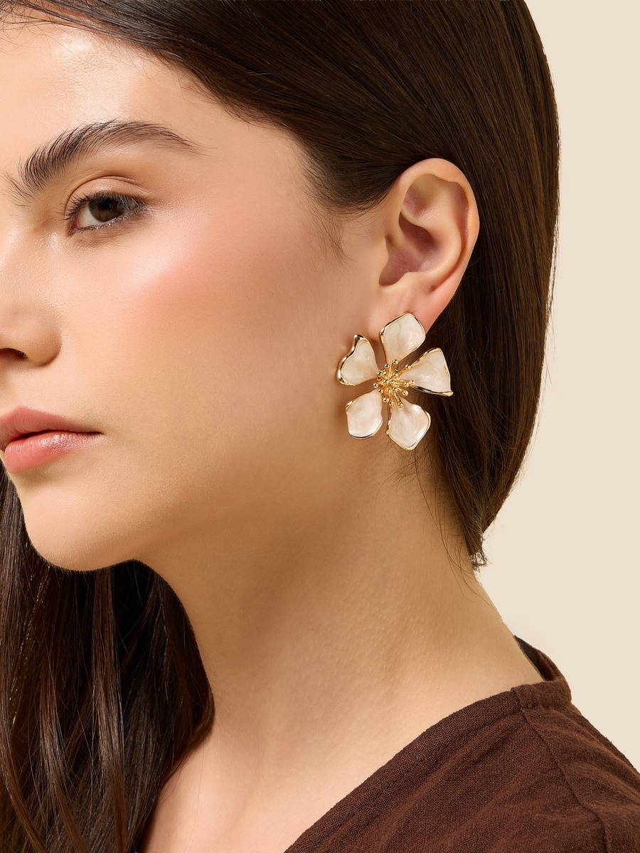Floral Stud Earrings with Pushback Closure