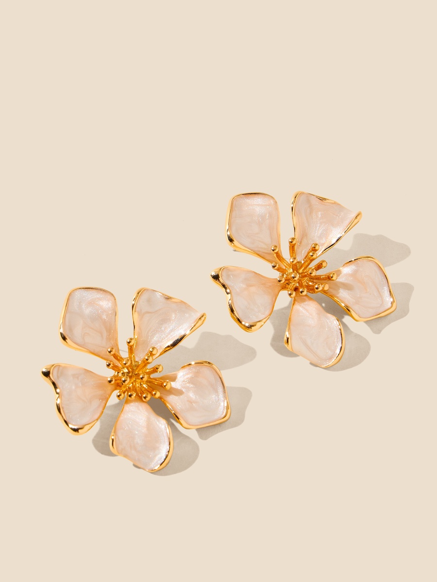 Floral Stud Earrings with Pushback Closure