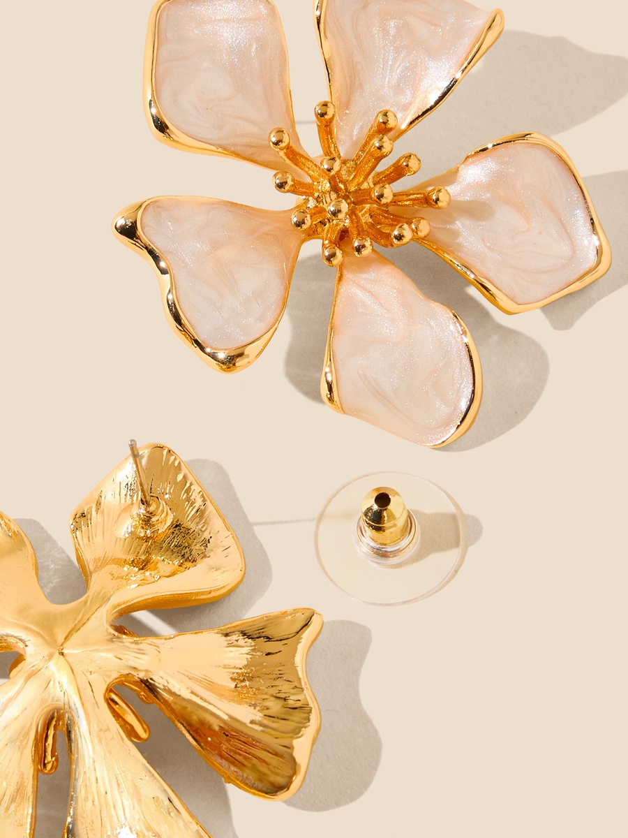 Floral Stud Earrings with Pushback Closure