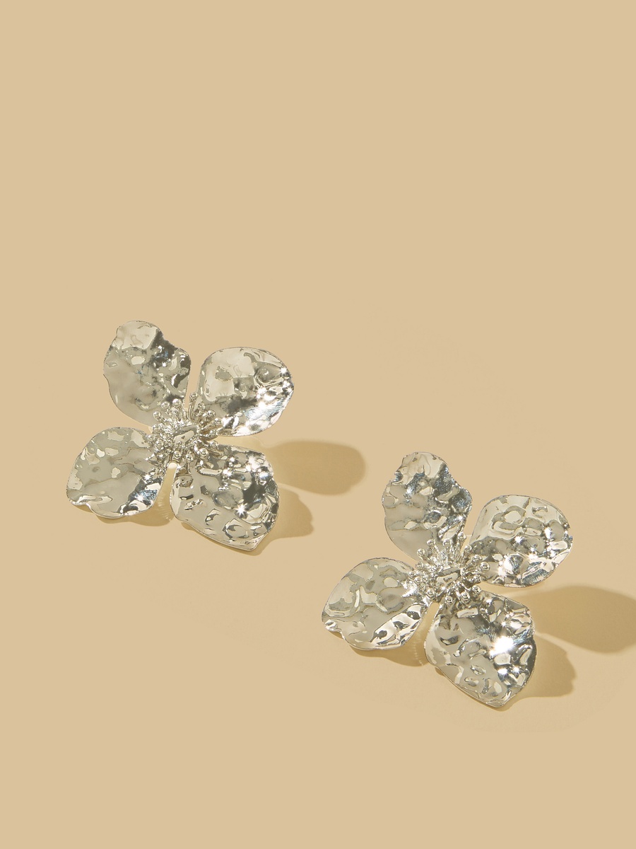 Floral Shaped Stud Earrings with Pushback Closure