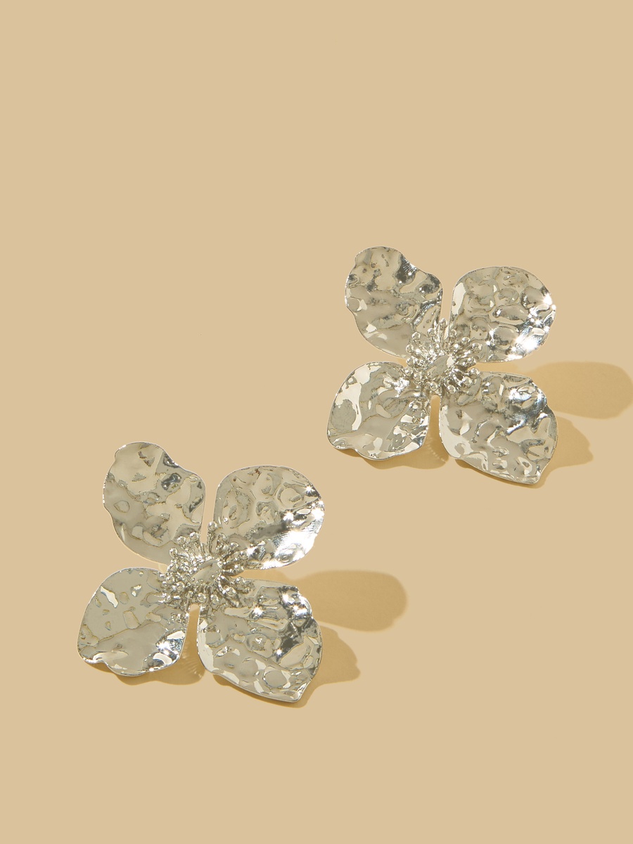 Floral Shaped Stud Earrings with Pushback Closure