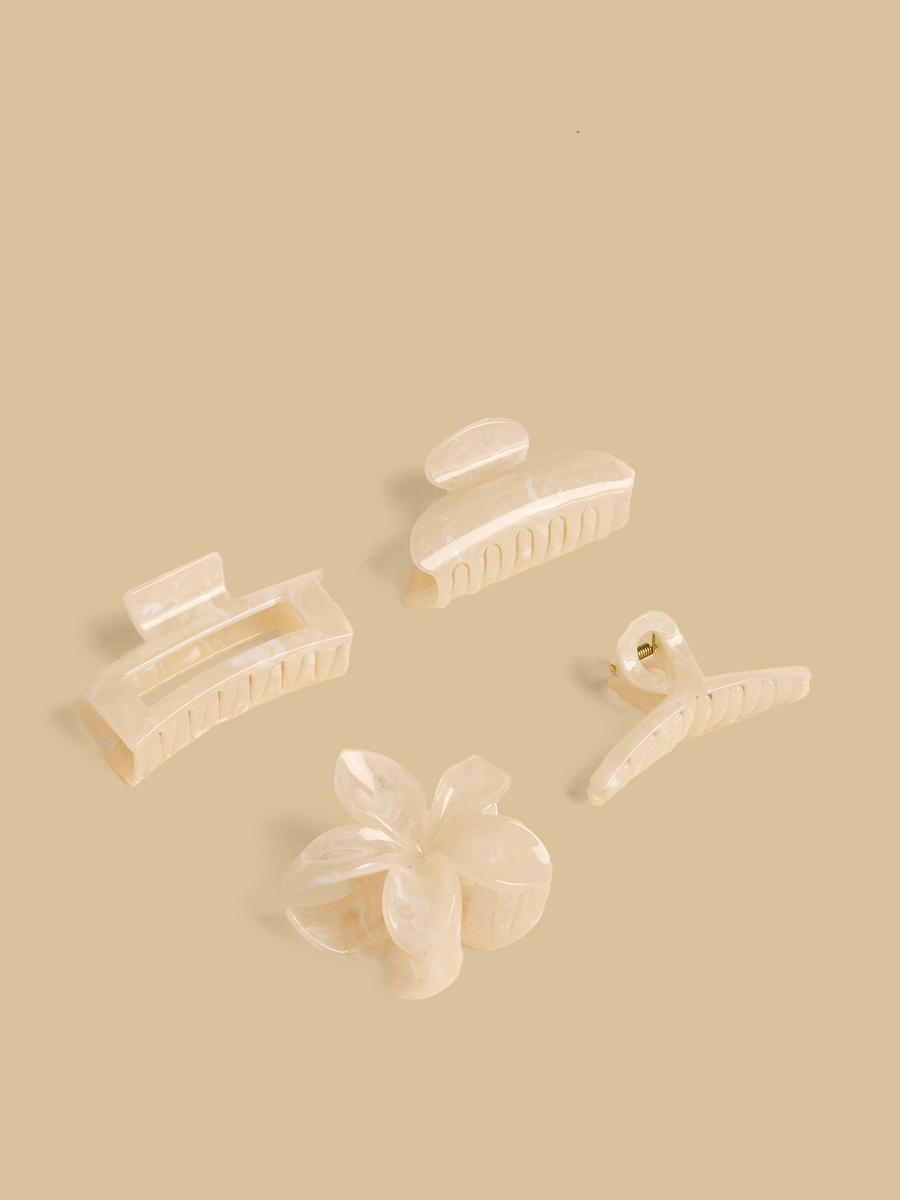 Pack of 4 - Marble Print Hair Clamp