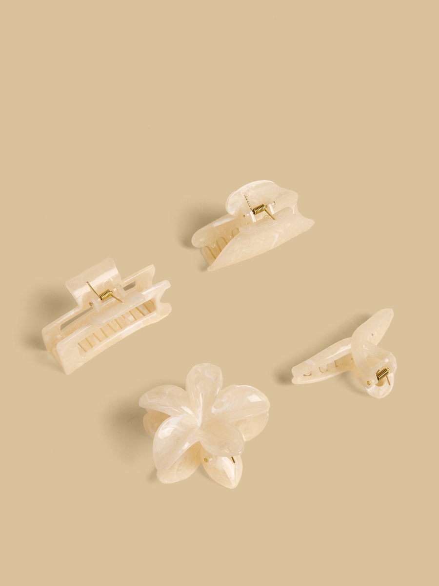 Pack of 4 - Marble Print Hair Clamp