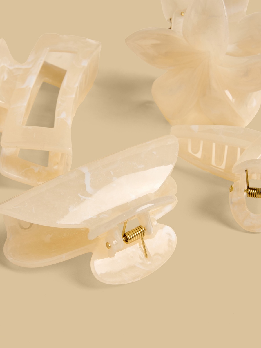 Pack of 4 - Marble Print Hair Clamp
