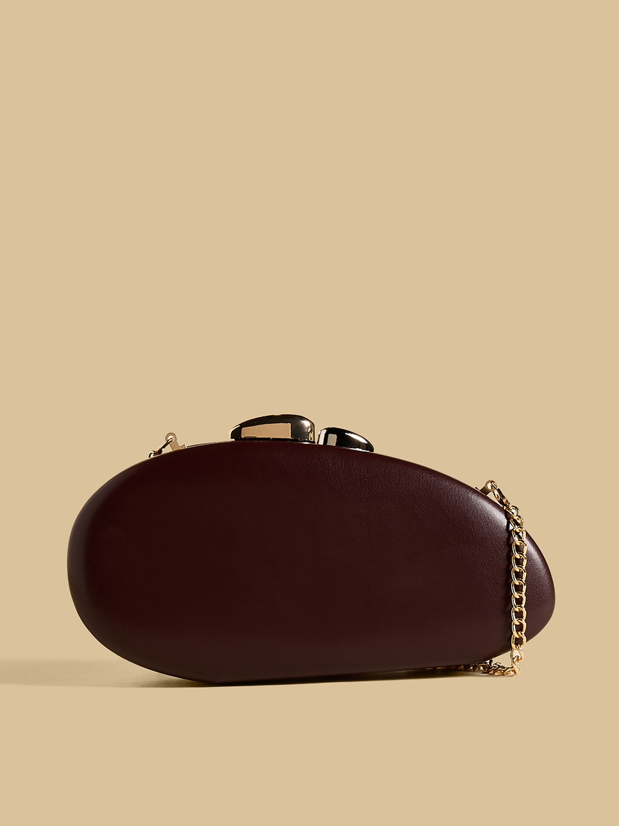 Plain Clutch with Detachable Chain Strap