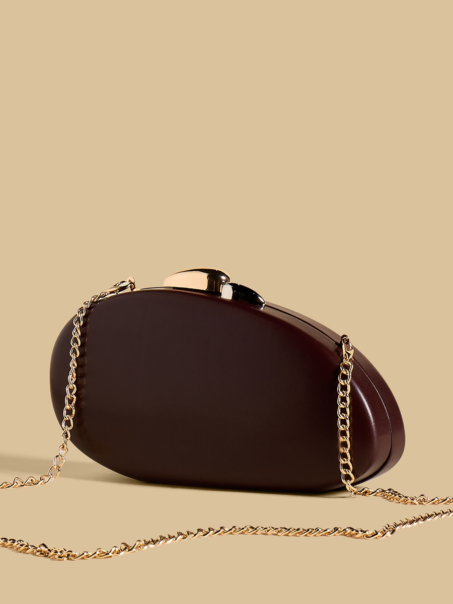 Plain Clutch with Detachable Chain Strap