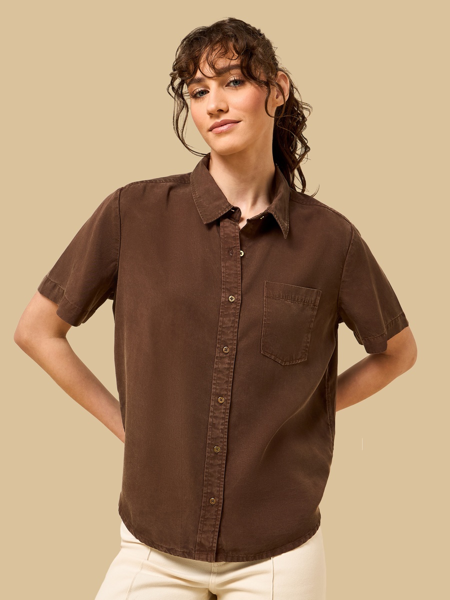 Plain Lyocell Shirt with Pocket