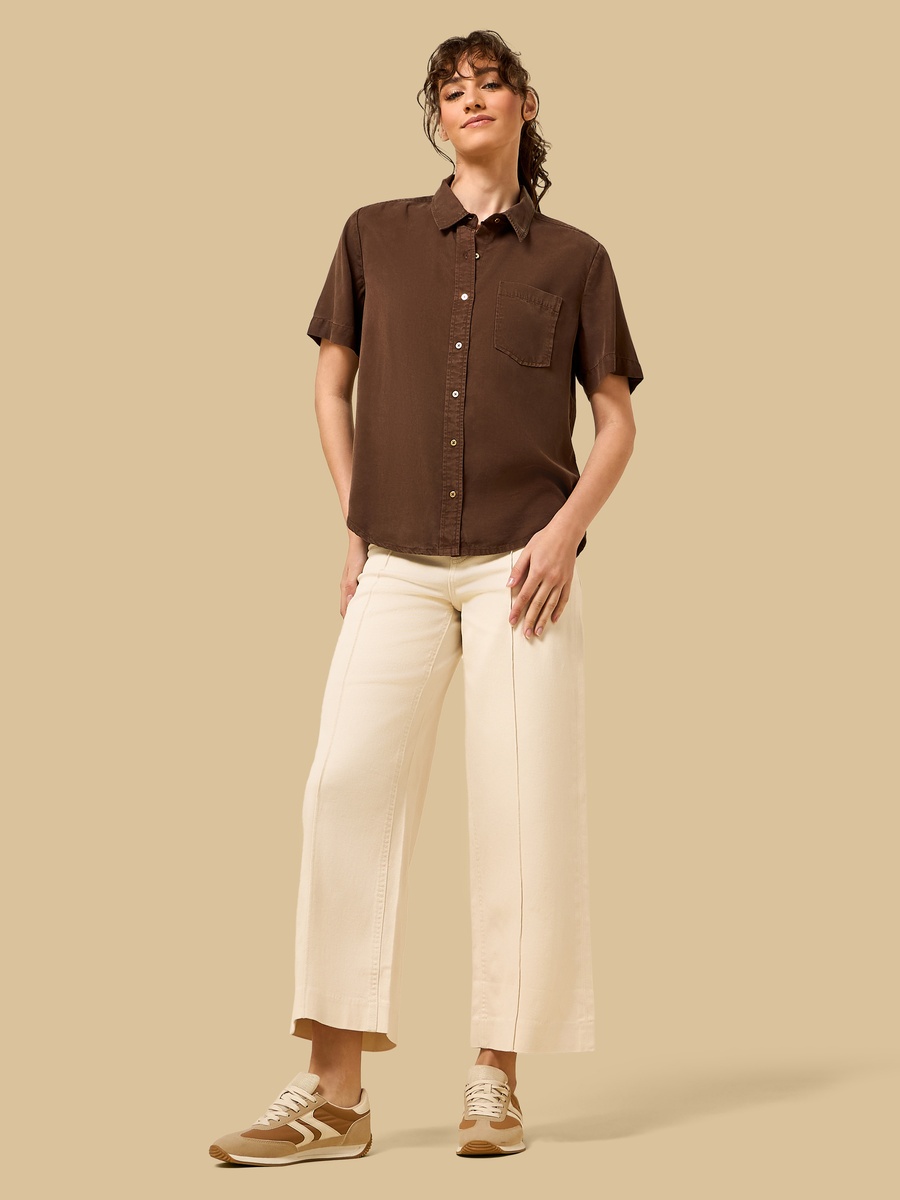 Plain Lyocell Shirt with Pocket