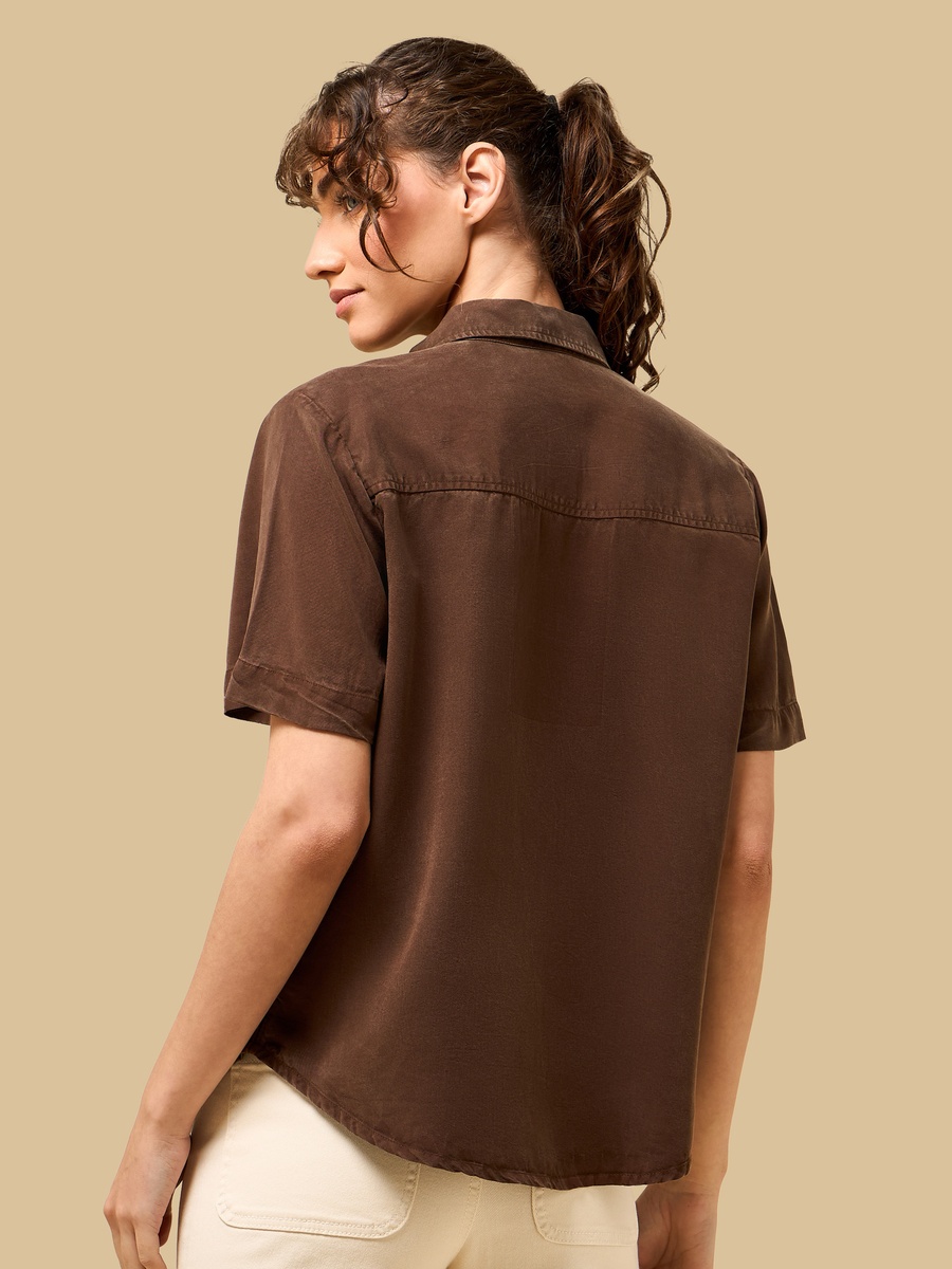 Plain Lyocell Shirt with Pocket