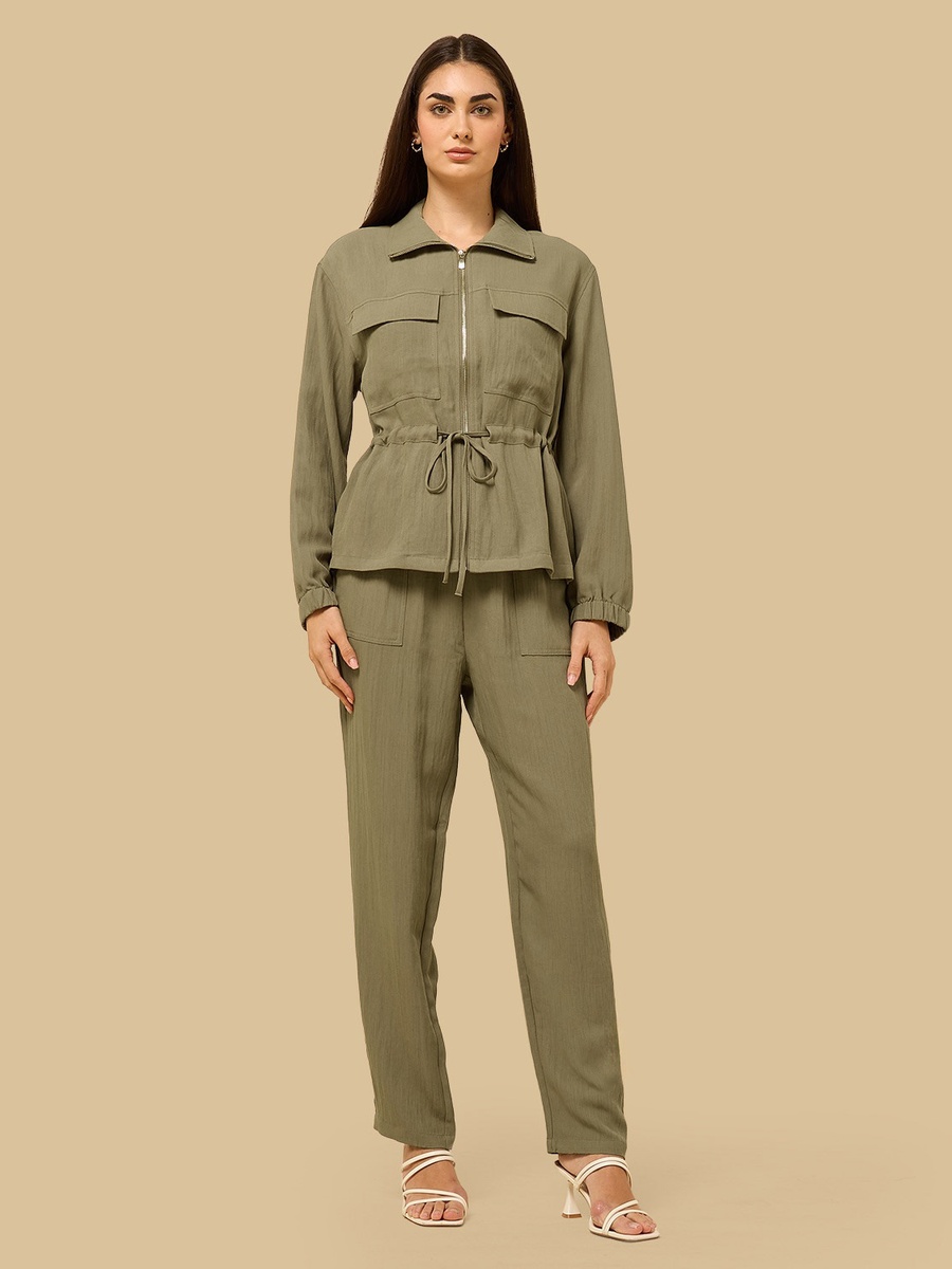 Textured Zip Through Utility Shirt