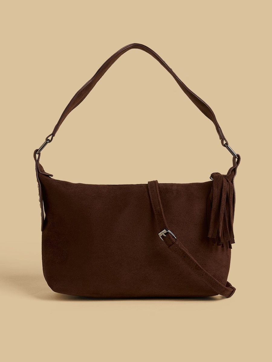 Studded Suede Shoulder Bag