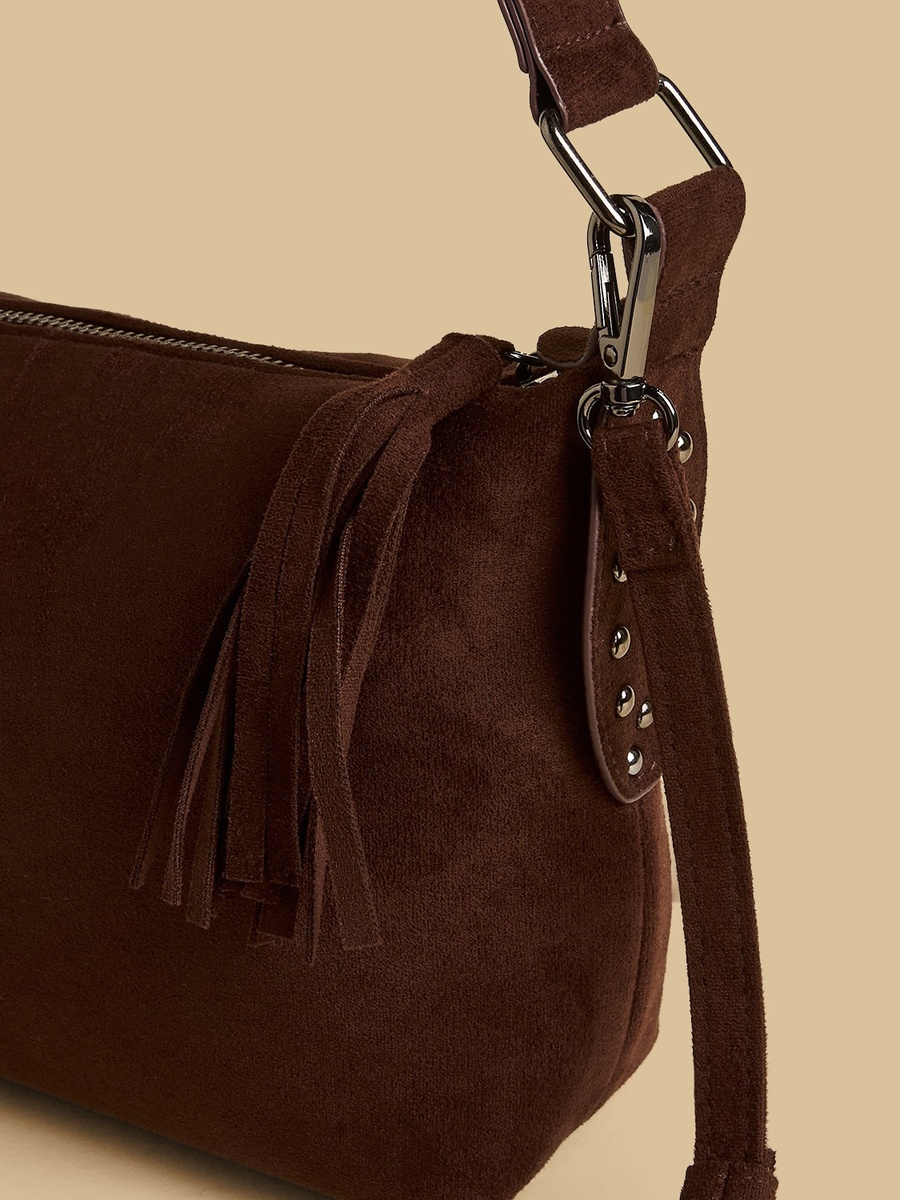 Studded Suede Shoulder Bag