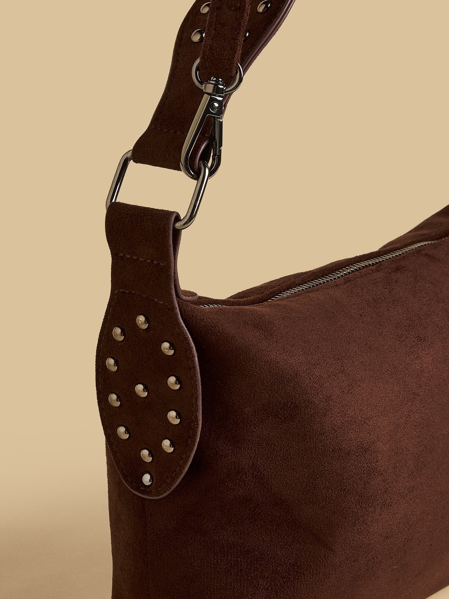 Studded Suede Shoulder Bag