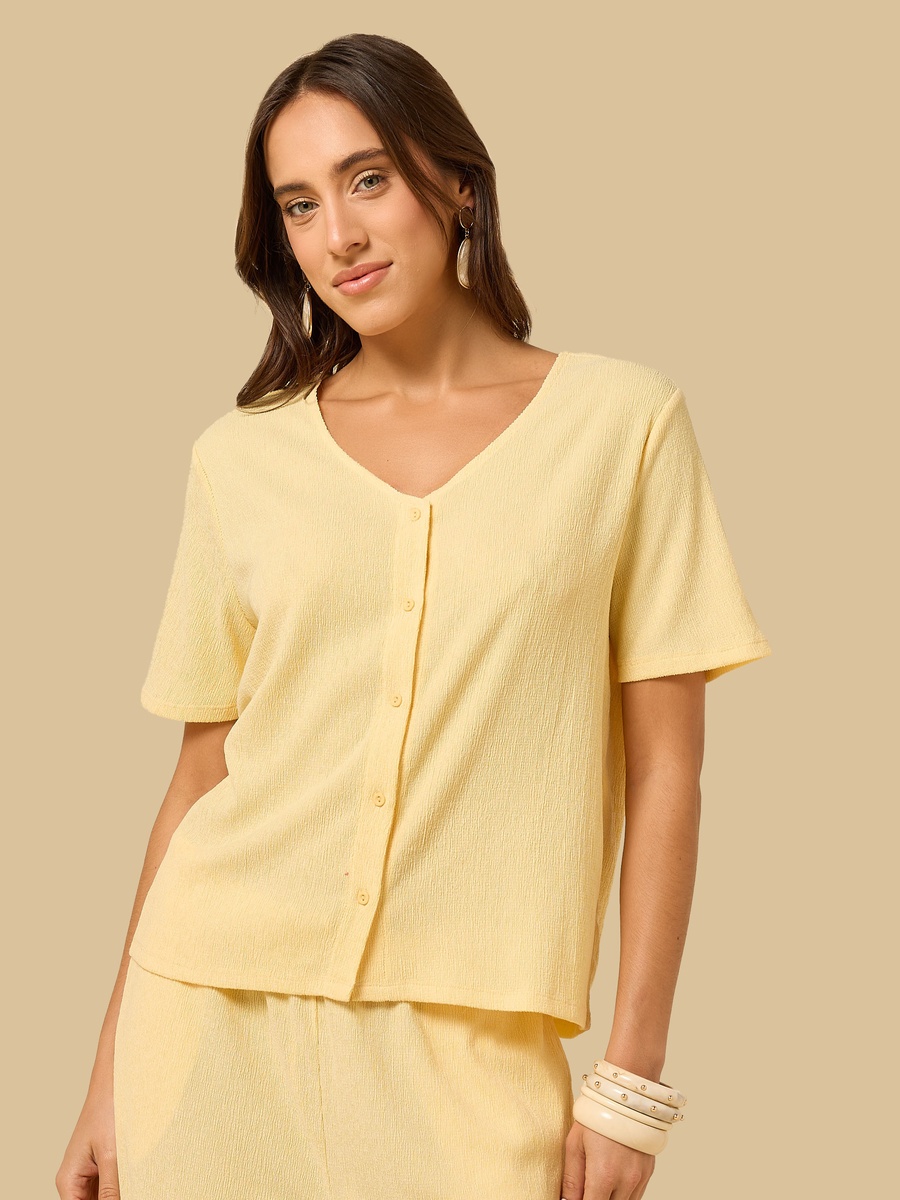 Textured V-Neck Top