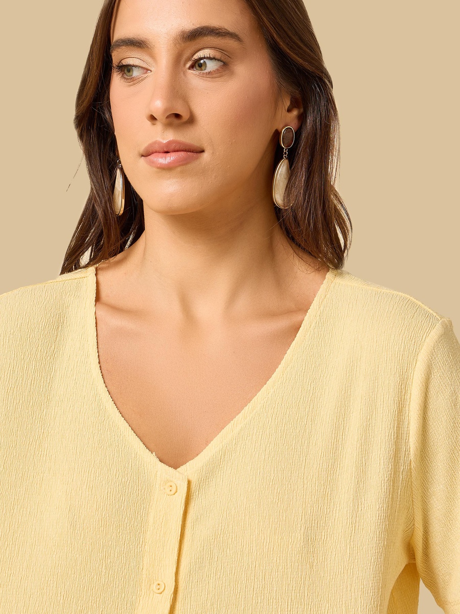 Textured V-Neck Top
