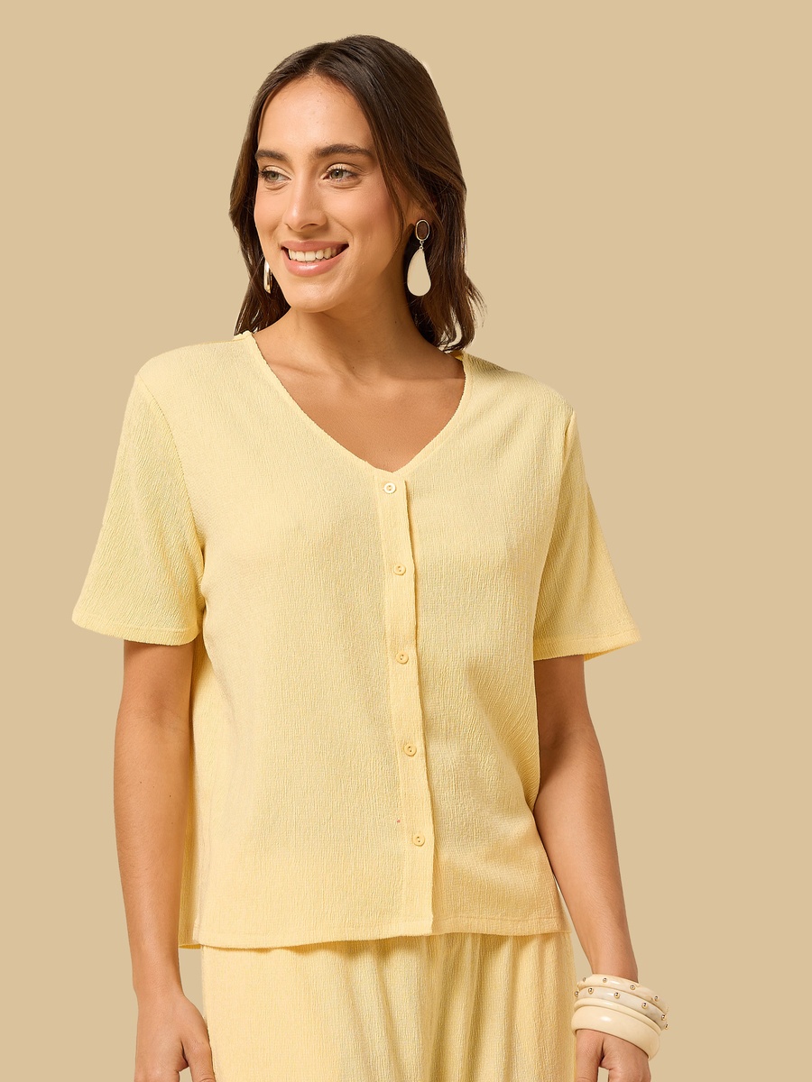Textured V-Neck Top
