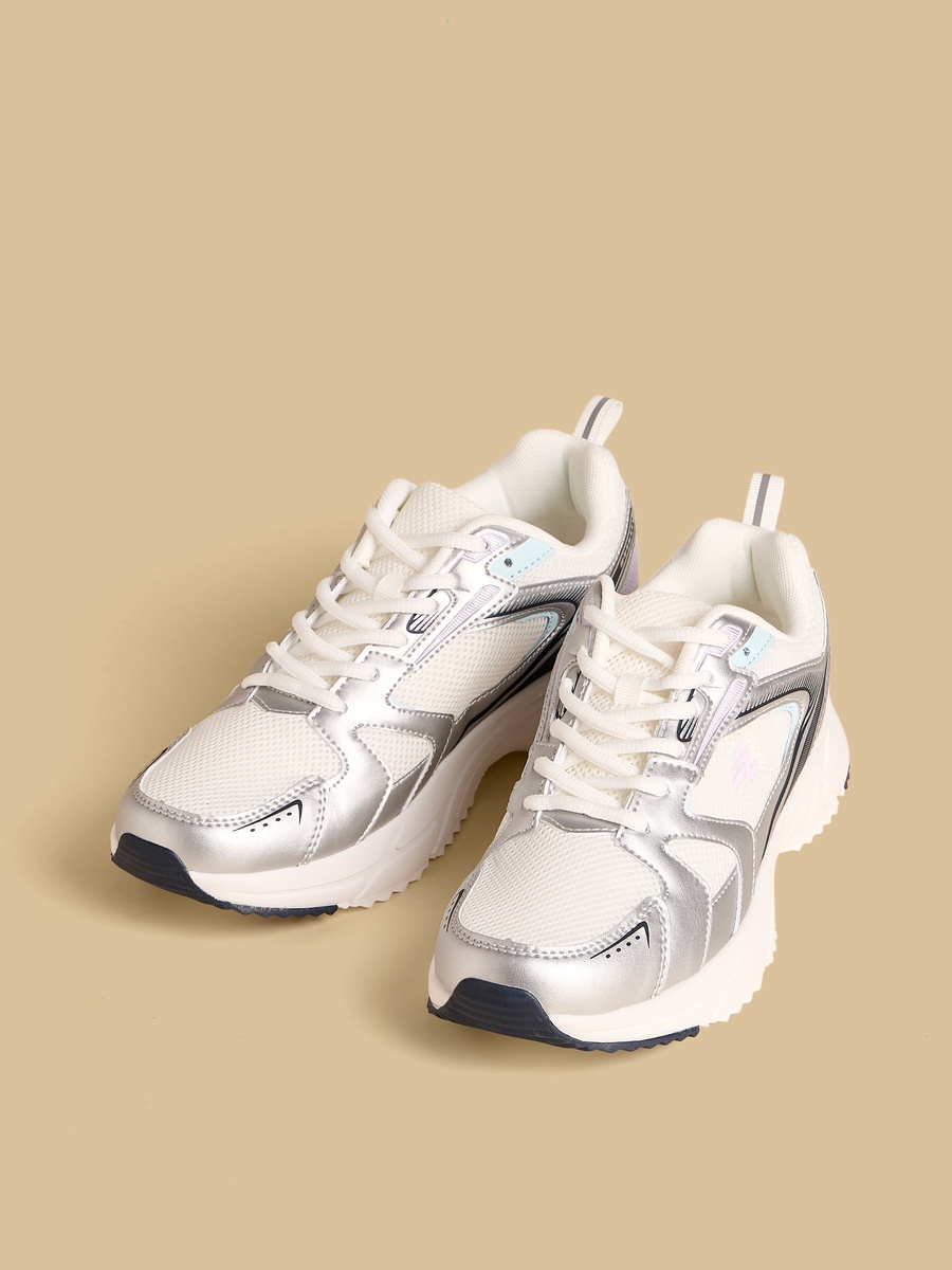 Panelled Sports Shoes with Lace-Up Closure
