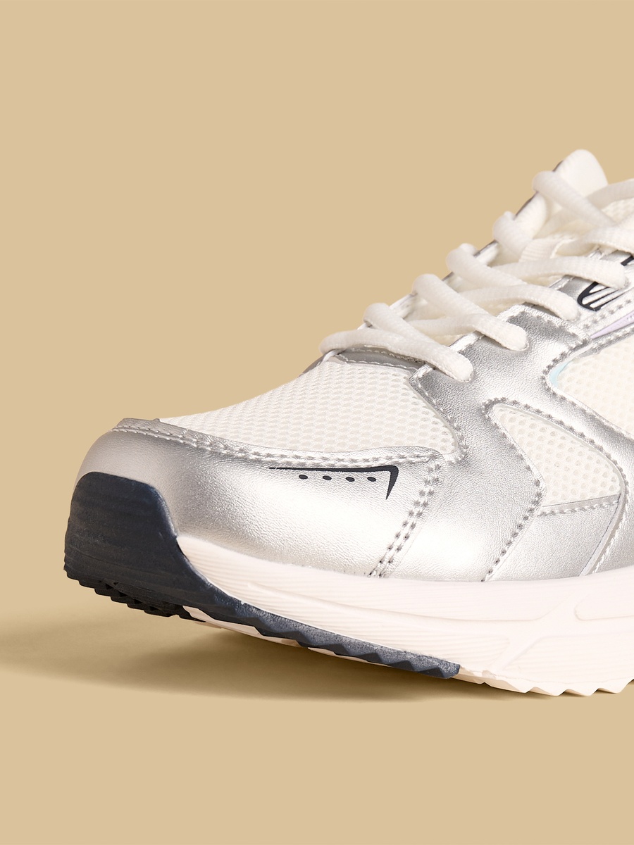 Panelled Sports Shoes with Lace-Up Closure
