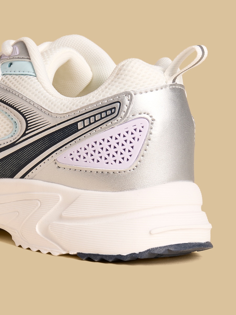 Panelled Sports Shoes with Lace-Up Closure
